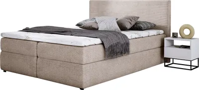 Produktbild von E-ZIMPAZ Boxspringbett SIMPLE 180x200 cm, Polsterbett mit Zwei Bettkasten, Komplett-Set mit Matratze und Topper, Doppelbett Cordstoff - Beige