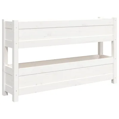Image de vidaXL Bac à plantes blanc 112x25x66 cm pin massif