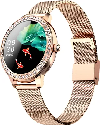 Image de Femmes Smart Watch Traceur de fitness avec moniteur de fréquence cardiaque/sommeil, écran HD pleine couleur pour femmes Golden