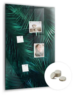Produktbild von Dekorative Magnettafel 60x90 cm - Magnetwand - für Fotos, Karten und Notizen - Fotowand - Memoboard - Magnetpinnwand - Wanddekoration - Tropische Blätter