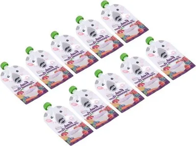 Produktbild von Babyportionsbeutel-Set aus 10 Stücken - Reißfeste, wiederverwendbare Beutel für Babyfutter - Infrarot-isolierte Tragetasche