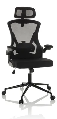 Produktbild von hjh OFFICE Profi Bürostuhl ARIGANO Ergonomischer Schreibtischstuhl mit Armlehnen Stoff / Netzstoff Schwarz Drehstuhl für Büro, Zuhause