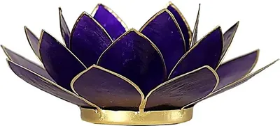 Produktbild von Lotus Teelichthalter violett 7. Chakra goldfarbig -- 13.5 cm
