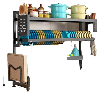 Obrázek produktu pro Odkapávač na nádobí, uhlíková ocel, prostorově úsporný design, 2166, dvoupatrový-b, šířka