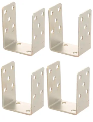 Produktbild von Aqbau 4er Set U-Pfostenträger zum Aufschrauben 80 mm – Pfostenanker aus verzinktem Stahl 4 mm, Bodenanker für Holzpfosten, für Zaun, Pergola, Terrasse