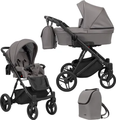 Produktbild von Kinderwagen LAZZIO Sportwagen Babywagen Babyschale Komplettset Kinder Wagen Set 2 in 1 (graphit eco, Rahmenfarbe: Schwarz)