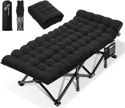 Produktbild von Klappbett – Gästebett – Für einen komfortablen Schlaf – Inklusive Matratze – 200 x 81 cm – Schwarz