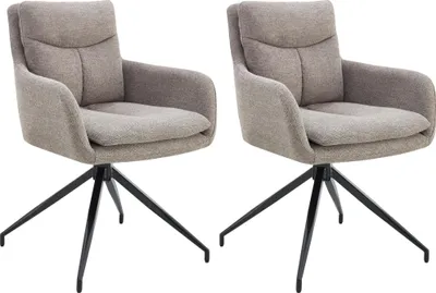 Produktbild von CLP 2er Set Esszimmerstühle Somers Stoff 180° Schwenkfunktion mit Rückenlehne taupe