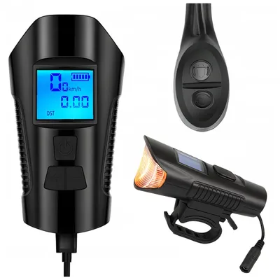 Immagine prodotto di Luce anteriore per bicicletta con tachimetro, illuminazione a LED, tachimetro e allarme, montaggio sul manubrio