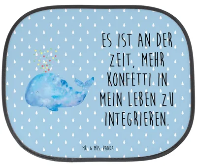 Produktbild von Mr. & Mrs. Panda Auto Sonnenschutz Wal Konfetti - Blau Pastell - Geschenk, Sonnenblende, Abnehmen, Wale, Geburtstag, Meer, Autosonnenschutz, Seitlicher, Trennung, fenster