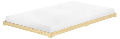 Produktbild von Überlanges Futonbett Holzbett niedrige Sitzkante 140x220 Kiefer lackiert V-60.47K-14-220Rollrost und Matratze inkl.