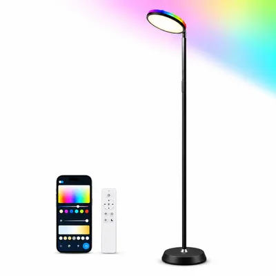 Produktbild von RGB Stehlampe LED Dimmbar Deckenfluter 38W Smart Stehlampe mit Fernsteuerung Steuerbar via App Alexa/Google Assistant 16 Millionen Farben Stand, KI-generiertes Bild