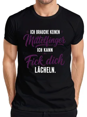 Produktbild von Ich brauche keinen Mittelfinger Fick dich Statement Sarkasmus Herren T-Shirt, Schwarz, S