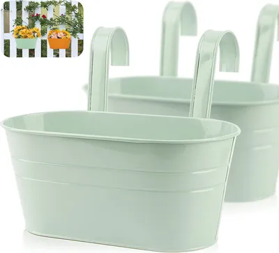 Zdjęcie produktu dla 2 sztuki wisząca doniczka, wisząca doniczka z wyjmowanym haczykiem doniczka balkonowa do ogrodu balkonowego ściana wewnętrzna i zewnętrzna kolorowa, niebieska