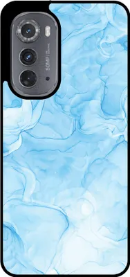 Produktbild von Smartphonica Handytasche Passend für Motorola Edge 2022 mit Marmordruck - TPU Rückseitenschutzhülle Marmordesign - Hellblau