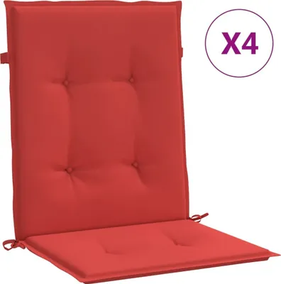 Image de Coussins de chaise de jardin à dossier bas lot de 4 rouge