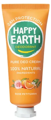 Image de Happy Earth, Déodorant crème pur, senteur Rose Petitgrain (40 ml)