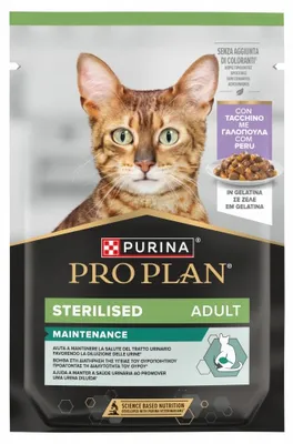 Zdjęcie produktu dla Karma mokra dla kota PURINA PRO PLAN STERILISED indyk w galaretce 85g