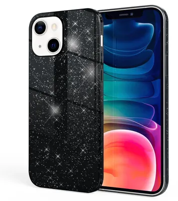 Obrázek produktu pro NALIA Robustní třpytivé pouzdro pro iPhone 13, nárazuvzdorné lesklé třpytivé hybridní ochranné pouzdro vyztužené silikonovým pouzdrem černé barvy