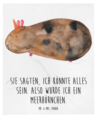 Produktbild von Mr. & Mrs. Panda Kuscheldecke Einhorn Meerschweinchen - Weiß - Geschenk, Bettdecke, Meerhörnchen, Decke, Plaid, Unicorn, Einhörner, Sofaüberwurf, Tagesdecke, Meerschwein