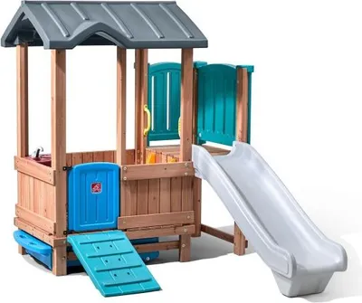 Obrázok produktu pre Step2 Woodland Adventure Playhouse & Slide, domček na piliéroch, 3 rok / roky, 1 dvere/dverí, Šmykľavka, Viacfarebný