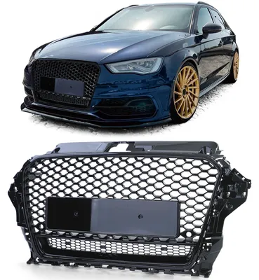 Kühlergrill Sportgrill Waben Gitter Schwarz Glanz für Audi A3 8V ab 2012-2016 – Produktansicht