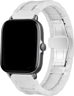 Produktbild von Strap-it Keramik-Stahlarmband - Kompatibel mit Amazfit GTS 3 Armband Ersatzarmband Edelstahl - Faltschließe - Hochwertiges Material - für Smartwatch 20mm Armband Weiß / Silber