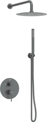 Produktbild von Balneo Duschsystem mit Regendusche anthrazit Edelstahl | Duscharmatur mit Handbrause CASCADE GUN METAL