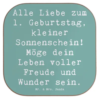 Produktbild von Mr. & Mrs. Panda Tassenuntersetzer Spruch 1. Geburtstag Sonnenschein - Meeresbrise - Geschenk, Getränkeuntersetzer, Lebensfreude, Geburtstagsfeier, Alter, Holzuntersetzer