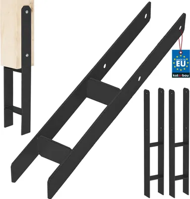 Immagine prodotto di KOTARBAU® 2 pz. Supporto per pali ad H da inserire nel calcestruzzo 80 mm/600 mm in acciaio zincato e verniciato a polvere nero Ancoraggio per pali Scarpe per travi Base per pali Scarpa per pali con ancoraggio per calcestruzzo Supporto in acciaio Ancoraggio in acciaio