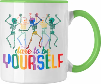 Produktbild von Trendation - LGBT Tasse Geschenk für Schwule Lesben Transgender Regenbogen Lustige Grafik Regenbogen Dare To Be Yourself (Grün)