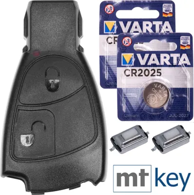 Produktbild von Repair Reparatur Satz Auto Schlüssel Set Austausch Gehäuse mit 2 Tasten + Drucktasten + Batterien kompatibel mit Mercedes W209 W169 W245 W203 R171