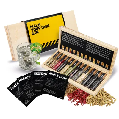 Produktbild von Dibys Gin-Gewürze-Set 12x20ml 12 Botanicals zum Gin selber machen Geschenk-Set