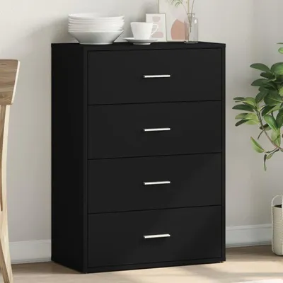 Produktbild von Moderner Kleiderschrank, schwarz, 60x31x84 cm, mit 4 Schubladen – Minimalistischer Aufbewahrungsschrank für Wohnzimmer oder Schlafzimmer