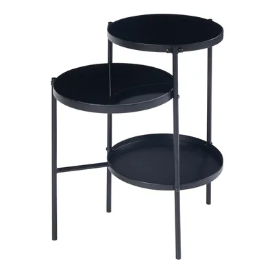 Obrázok produktu pre Bočný stolík "Mölndal" kov sklo 70 x 58 x 37 cm čierna