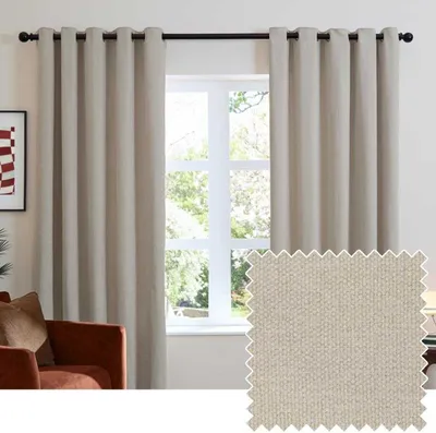 Image de Furn - Rideaux occultants, chenille RV3697 (117 cm x 137 cm) (Naturel)