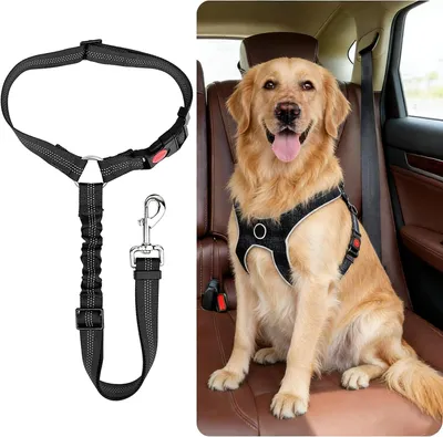 Imagen del producto de Arnés ajustable para cinturón de seguridad de perro, elástico, para automóviles, que proporciona seguridad durante los viajes