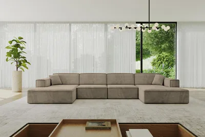 Produktbild von ALTDECOR Ecksofa in U-Form IREA-U2-v4 386x165x77 cm Braun Corner Sofa Bett Eckcouch Couch L-Form Wohnlandschaft Cauchsofa