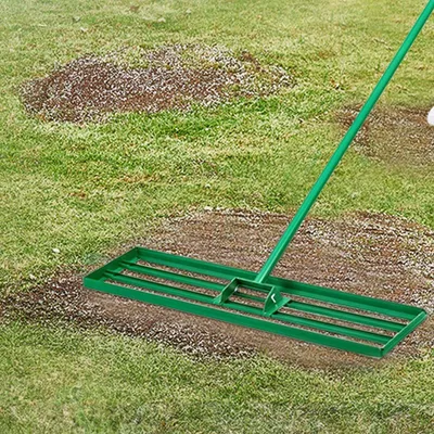 Produktbild von Rasenausgleichsrechen, 122 cm x 25 cm großes Rasenwerkzeug, strapazierfähiger Rasenausgleicher mit 198 cm langem Stahlstiel, Ausgleichsrechen für Garten, Golfplatz und Landwirtschaft