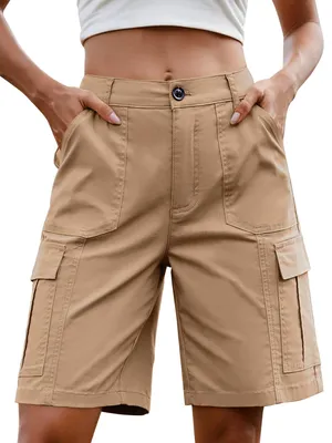Produktbild von StylSense Kurze Hose Damen Sommer Bermuda Cargo Jeans Shorts Baumwolle Hohe Tail