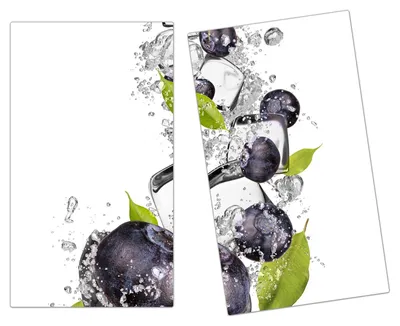 Produktbild von Spritzschutz Herdabdeckplatte Schneidebrett aus Glas Heidelbeeren im Wassersplash 2-Teilig (60x52cm)