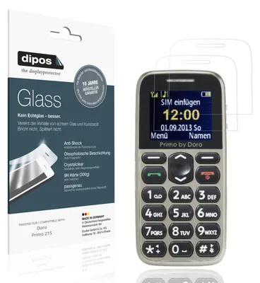Produktbild von 2x Schutzfolie für Doro Primo 215 - Anti-Shock 9H Folie dipos Glass Kunststoffglas