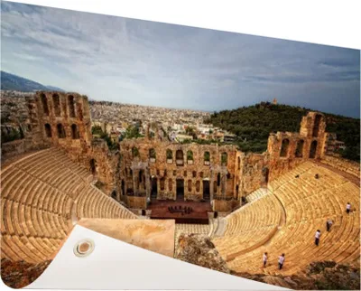 Produktbild von Gartenposter - 60x40 cm - Alte Ruinen des griechischen Amphitheaters  - Modernes Wandbilder - Europäische Städte