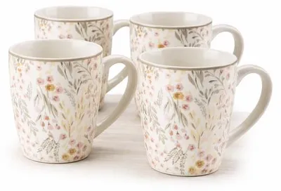 Image de Tasse à café à motifs floraux | Porcelaine | 35 cl | Résistante aux éclaboussures | Ø 8 x H 10 cm