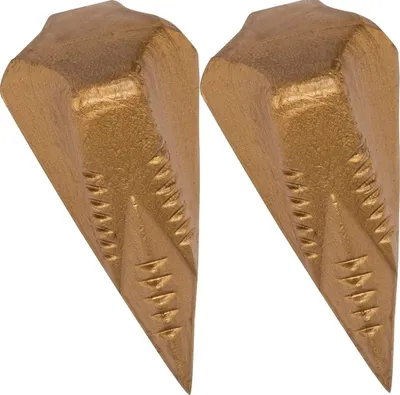 Produktbild von 2X Spaltgranate ca.1,6kg! Hochwertiger Spaltkeil für Holzspaltung Spaltaxt Spalthammer Holzspalter Spaltwerkzeug Keil-Kreuzform Spezialstahl Spaltkeile Spaltgranaten Fällkeil, Gold