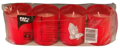Produktbild von PAPSTAR Grablicht "Stundenbrenner" Durchmesser: 50 mm rot 4 Stück