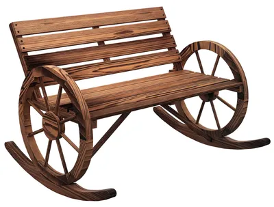 Produktbild von Outsunny Schaukelbank aus Holz, Gartenbank mit Armlehne, Schwingbank für Garten