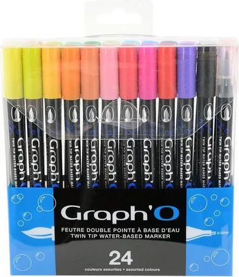 Produktbild von Set 24 wasserbasierten Doppelspitze Marker - Graph O - Essentials