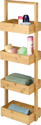 Image de bremermann Étagère en bambou, étagère de salle de bain avec 4 étagères, env. 28 x 88 x 16 cm (l/h/p)