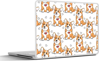 Produktbild von MuchoWow® Laptop Aufkleber Sticker Cover Hund - Herz - Junge 32.5x23.5 cm - Sticker für Laptop - Selbstklebend
